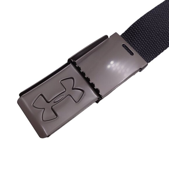 Under Armour Webbed Belt OSFM Gray Woven Canvas Military Style Adjustable Clasp - Picture 6 of 9